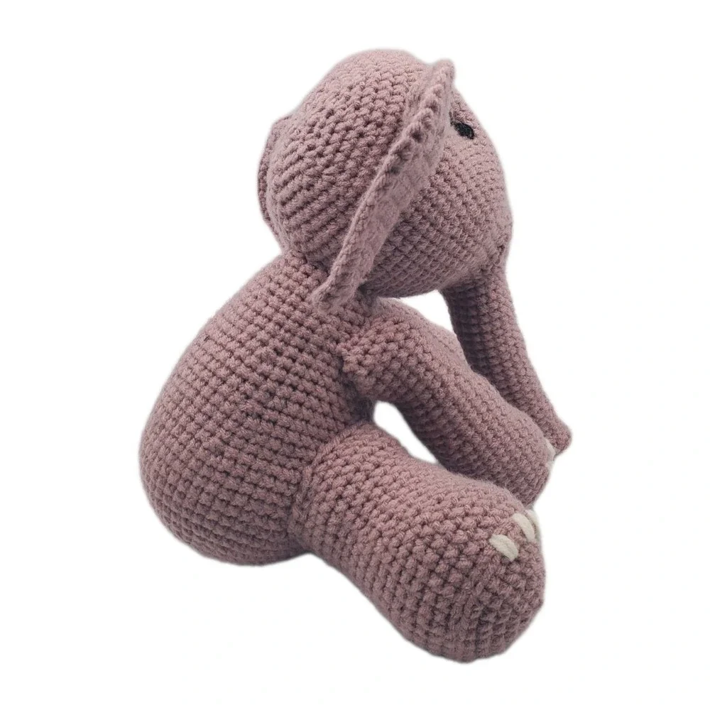 Handmade Crochet Elephant Plush Gray Stuffed Animal Soft Toy